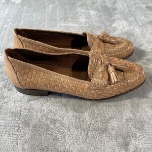 Cole Haan Loafer Shoes Womens 7B Brown Italy Tassel Woven Leather‎ Luxury Office